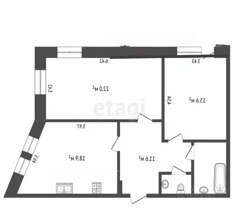 2-к кв. Татарстан, Набережные Челны бул. Имени Хусаина Ямашева, 18 ... - Фото 2