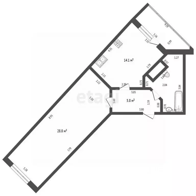 1-к кв. Чувашия, Чебоксары Университетская ул., 38к3 (55.3 м) - Фото 2