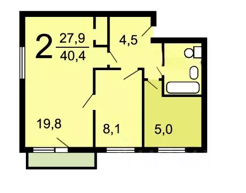 2-к кв. Москва ул. Фабрициуса, 33К2 (41.0 м) - Фото 2