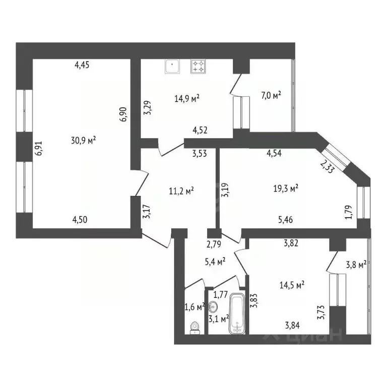3-к кв. Башкортостан, Уфа Обская ул., 5/1 (100.9 м) - Фото 1