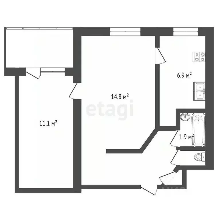 2-к кв. Башкортостан, Стерлитамак Коммунистическая ул., 43 (42.9 м) - Фото 2