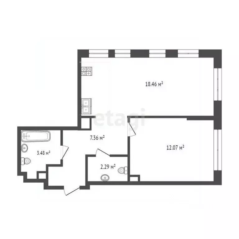 1-к кв. Тюменская область, Тюмень ул. Первооткрывателей, 2 (43.66 м) - Фото 2