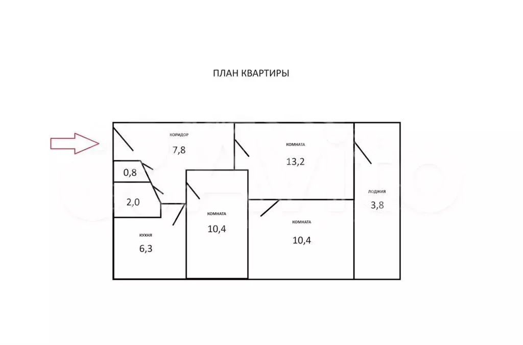 3-к. квартира, 54,8 м, 1/5 эт. - Фото 0