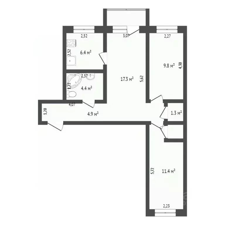 3-к кв. Кемеровская область, Кемерово просп. Ленина, 63 (57.8 м) - Фото 1