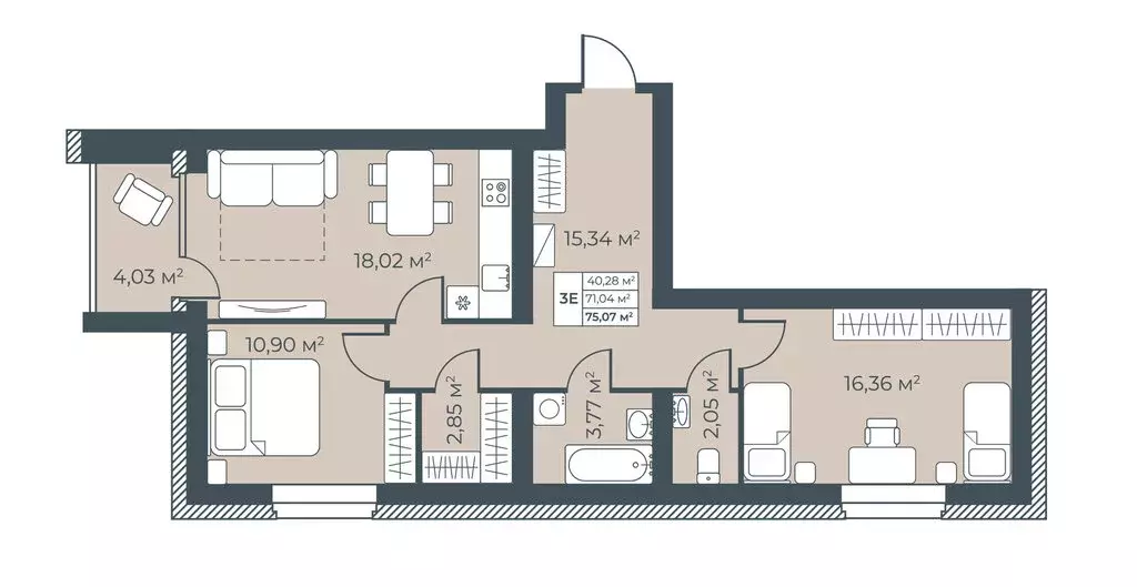 3-комнатная квартира: Павловск, улица Свободы, 25к2 (75.07 м) - Фото 1