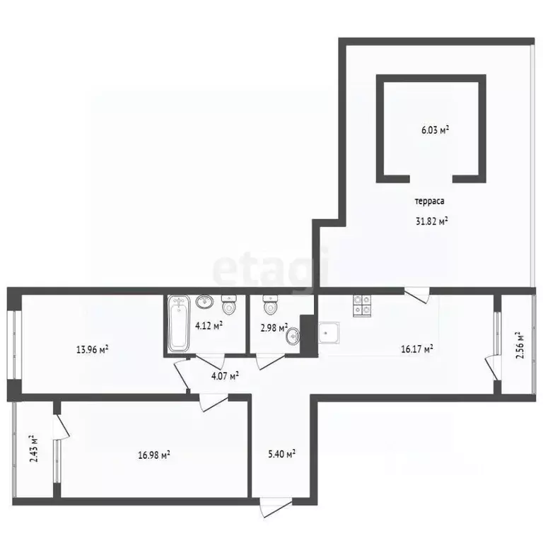 2-к кв. Тюменская область, Тюмень ул. Анатолия Клиндюка, 3 (62.9 м) - Фото 2