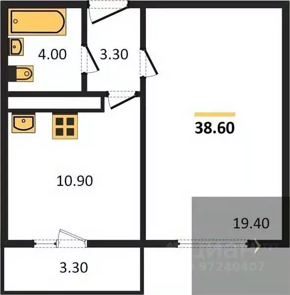 1-к кв. Воронежская область, Воронеж ул. Шидловского, 26 (38.6 м) - Фото 0