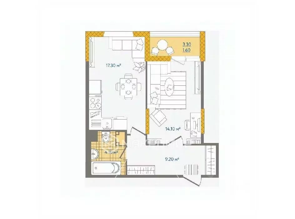 1-к кв. Санкт-Петербург ул. Федора Котанова, 13к1 (44.6 м) - Фото 2