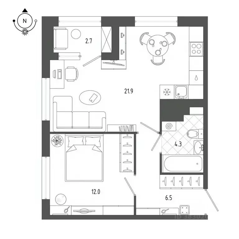 1-к кв. Санкт-Петербург бул. Измайловский, 9 (46.0 м) - Фото 0