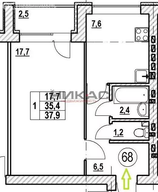 1-комнатная квартира: посёлок Красный Бор, Сосновый проезд, 5 (36.7 м) - Фото 1