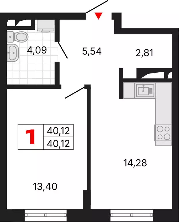 1-комнатная квартира: Екатеринбург, Комсомольская улица, 72А (40.12 м) - Фото 2