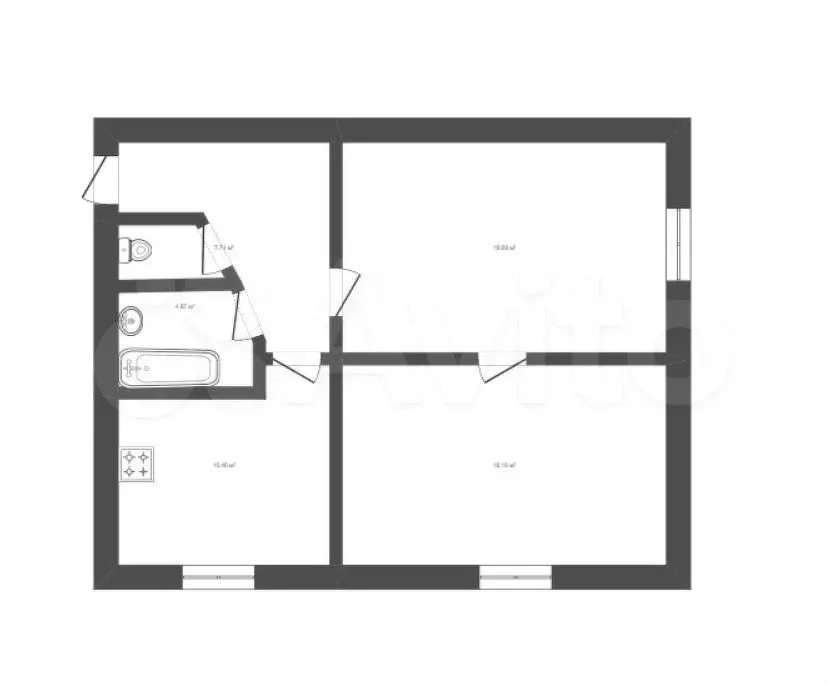 2-к. квартира, 42,5 м, 1/5 эт. - Фото 0