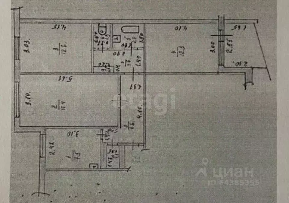 3-к кв. Алтайский край, Барнаул Докучаево мкр, ул. Шукшина, 8 (65.6 м) - Фото 2
