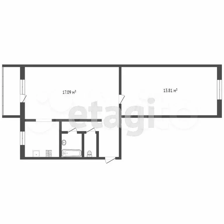 2-к. квартира, 48,1 м, 5/5 эт. - Фото 0