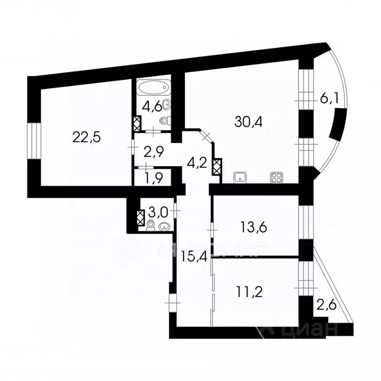 3-к кв. Санкт-Петербург ул. Савушкина, 140 (110.0 м) - Фото 2