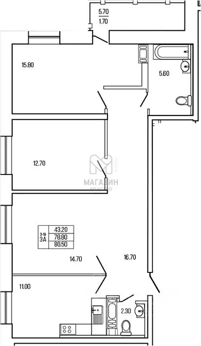 3-к кв. Ленинградская область, Всеволожский район, Кузьмоловский пгт ... - Фото 2