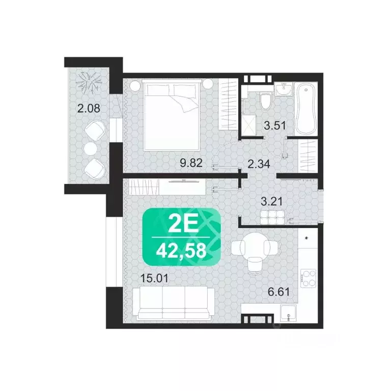 2-к кв. Забайкальский край, Чита ул. Богдана Хмельницкого, 14 (42.58 ... - Фото 0
