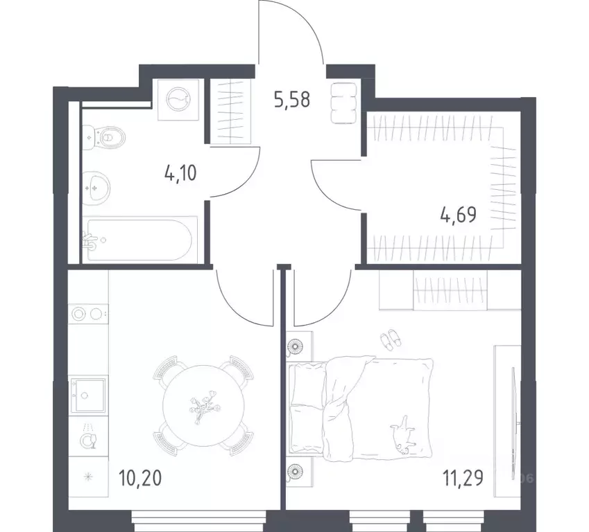 1-к кв. Московская область, Ленинский городской округ, Мисайлово пгт, ... - Фото 1