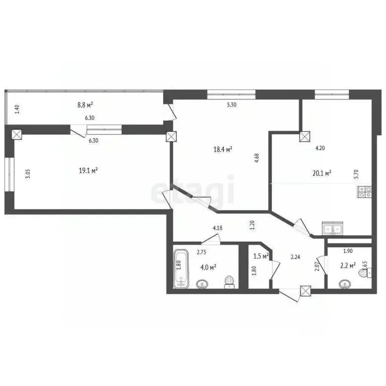 2-к кв. Ростовская область, Батайск ул. Орджоникидзе, 2Г (86.0 м) - Фото 2