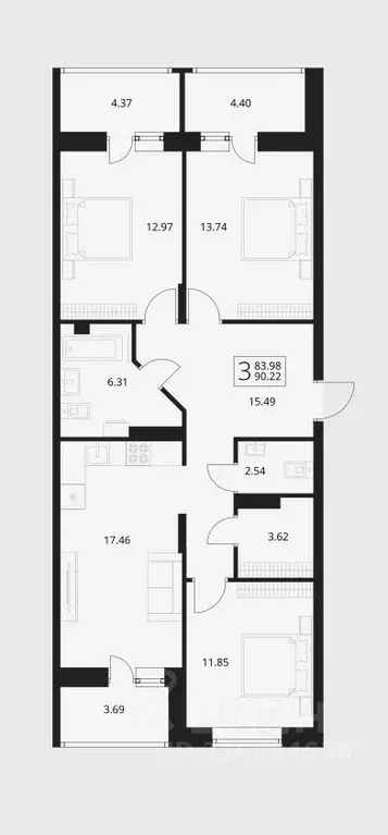 3-к кв. Брянская область, Брянский район, Снежское с/пос, пос. Путевка ... - Фото 1
