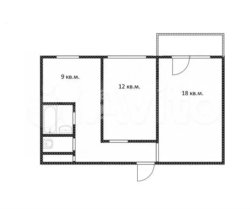 2-к. квартира, 53,3 м, 5/9 эт. - Фото 0