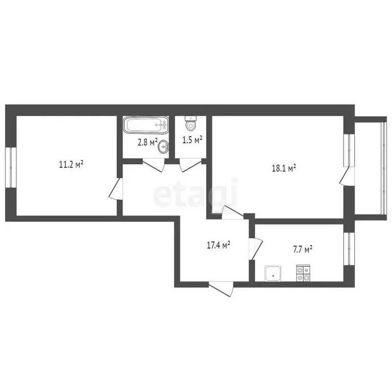 2-комнатная квартира: Юрга, Кузбасский проспект, 16 (53 м) - Фото 0