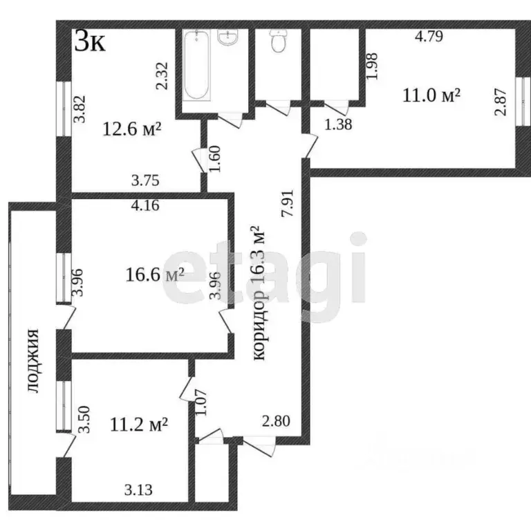 3-к кв. Калужская область, Калуга Николо-Козинская ул., 92А (78.9 м) - Фото 2