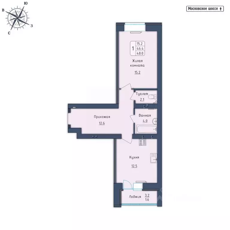 1-к кв. Орловская область, Орел Московское ш., 7Б (48.0 м) - Фото 0