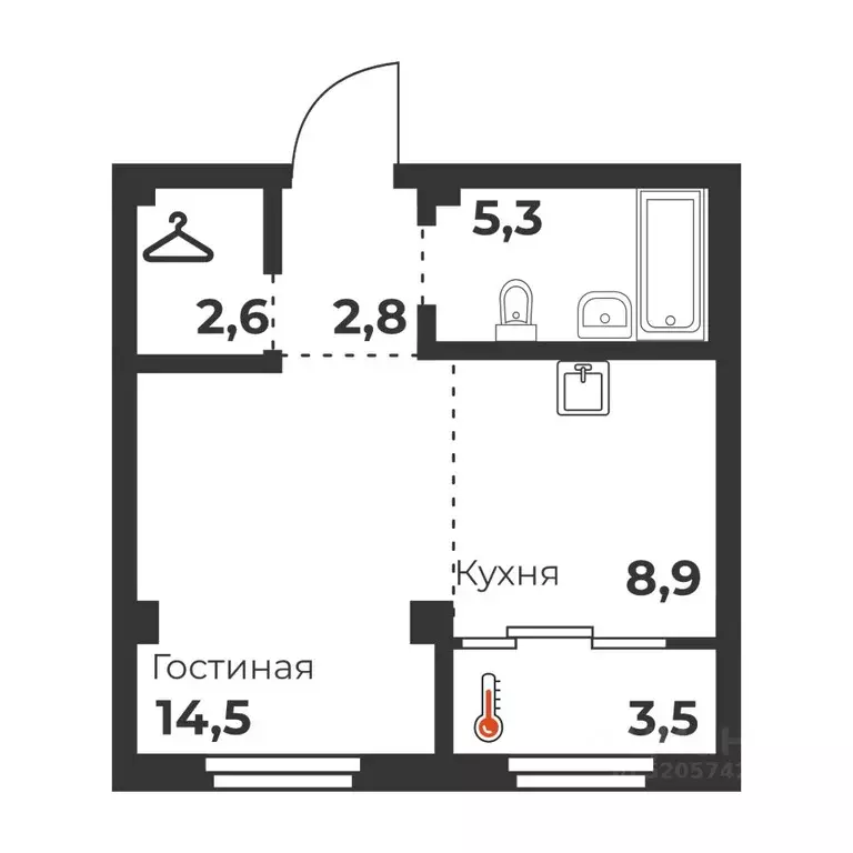 1-к кв. Челябинская область, Челябинск пос. Бабушкина,  (34.2 м) - Фото 0