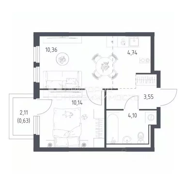 2-к кв. Московская область, Ленинский городской округ, Мисайлово пгт 2 ... - Фото 2