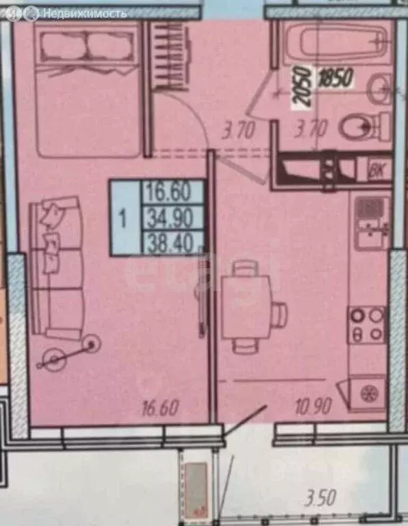 1-комнатная квартира: Анапа, улица Омелькова, 28 (34.9 м) - Фото 0