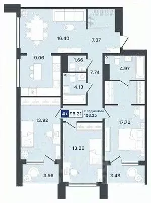 4-к кв. Тюменская область, Тюмень Ставропольская ул., 1 (96.21 м) - Фото 0