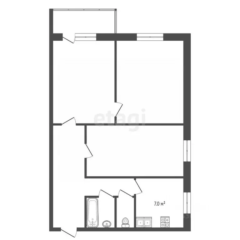 3-к кв. Забайкальский край, Чита ул. Ярославского, 40 (50.9 м) - Фото 1