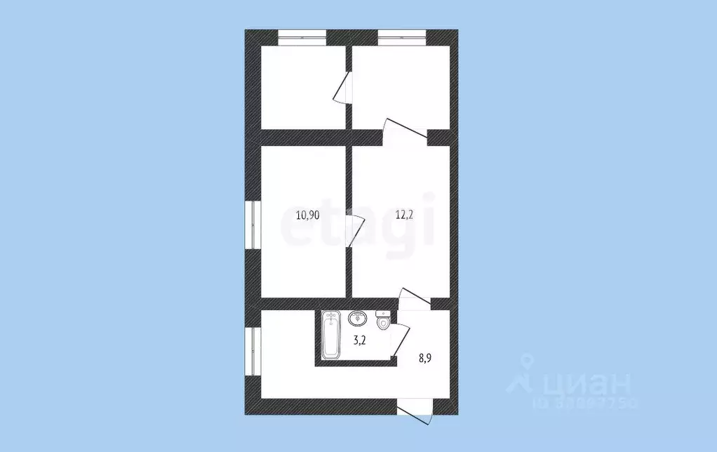 2-к кв. Карачаево-Черкесия, Черкесск Фабричная ул., 120 (34.3 м) - Фото 1