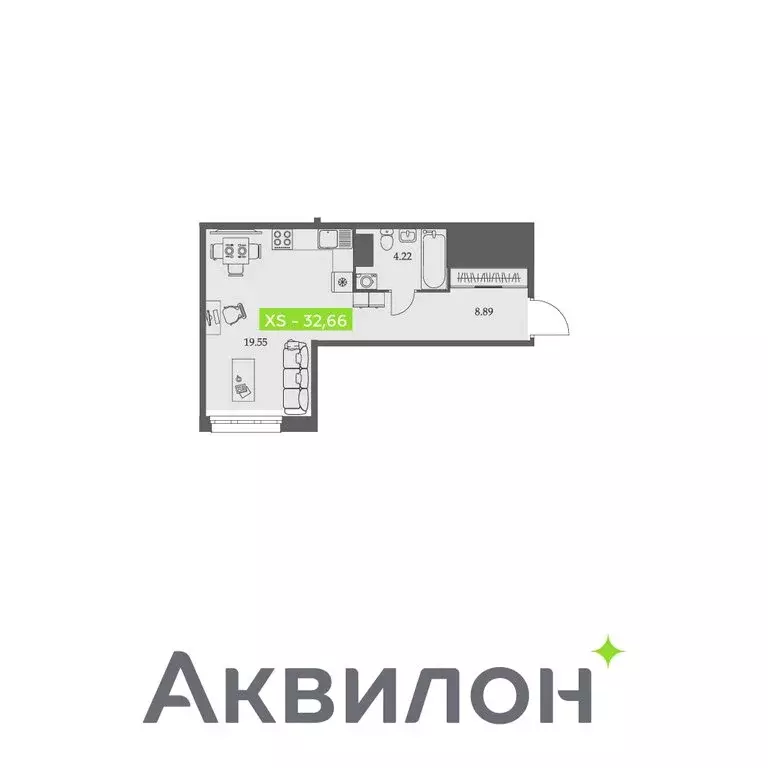 Квартира-студия: Архангельск, Троицкий проспект, 110 (32.66 м) - Фото 0