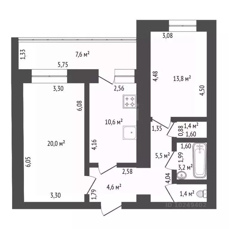2-к кв. Башкортостан, Уфа Колгуевский мкр, ул. Габдуллы Амантая, 2 ... - Фото 2