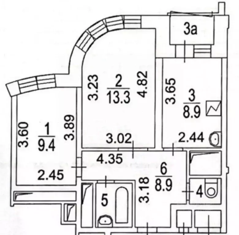 Квартира, 2 комнаты, 44.4 м - Фото 1