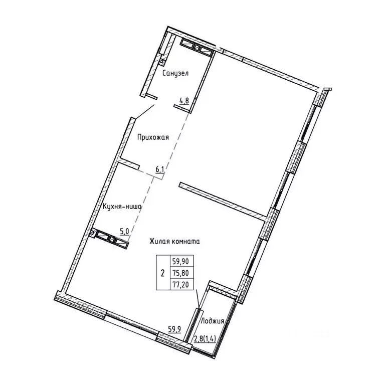 3-к кв. Приморский край, Владивосток Снеговая Падь мкр,  (77.2 м) - Фото 1