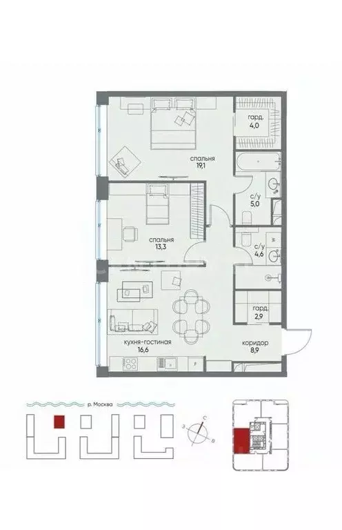 3-к кв. Москва ул. Нижние Мневники, 7 (76.0 м) - Фото 1