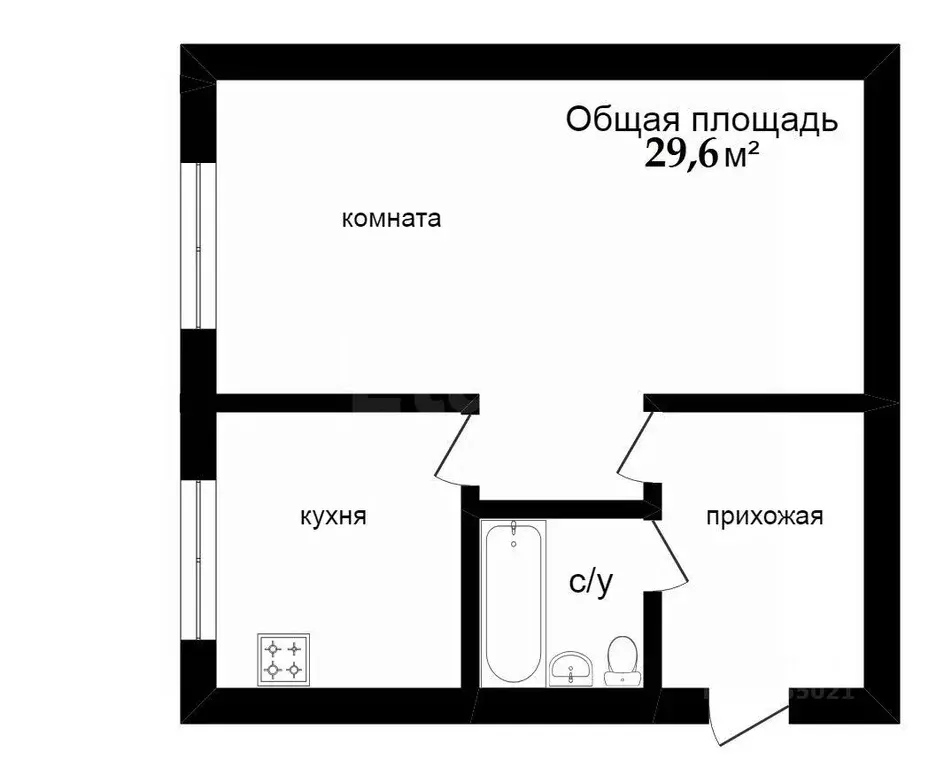 1-к кв. Костромская область, Кострома Кинешемское ш., 8 (29.6 м) - Фото 1