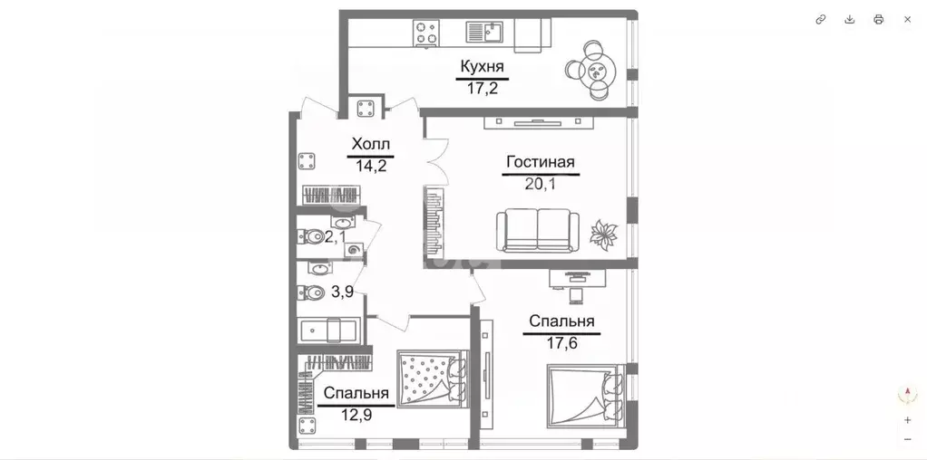 3-к кв. Москва Херсонская ул., 43к5 (88.0 м) - Фото 1
