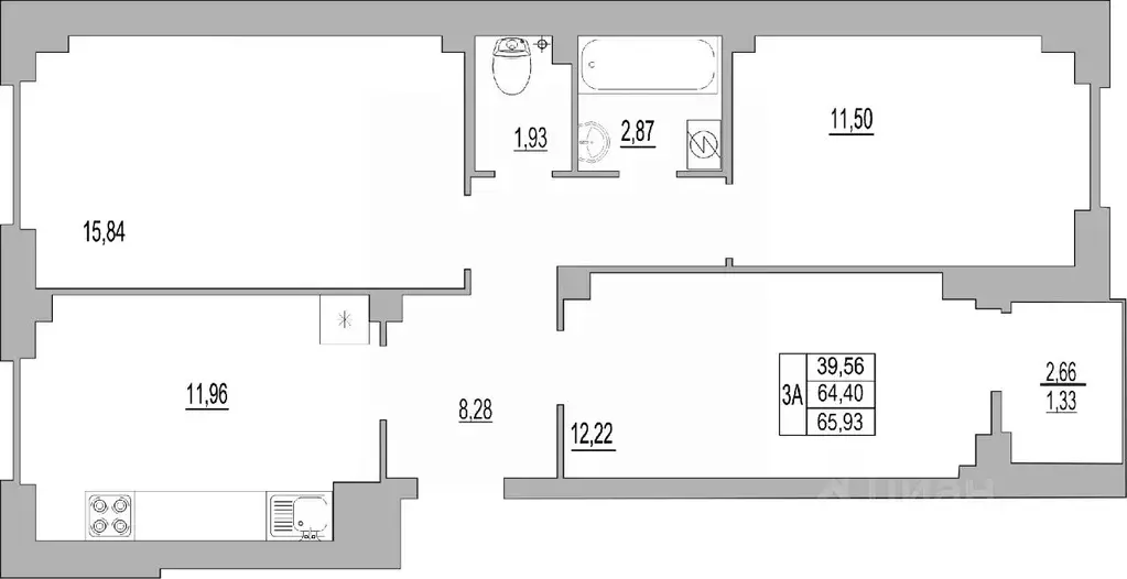 3-к кв. Псковская область, Псков ул. Юности, 32 (65.9 м) - Фото 0