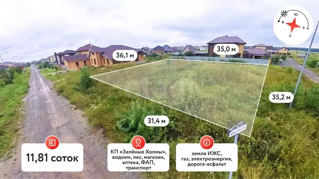 Участок в Кулаково, Барбарисовая улица (11.8 м) - Фото 1