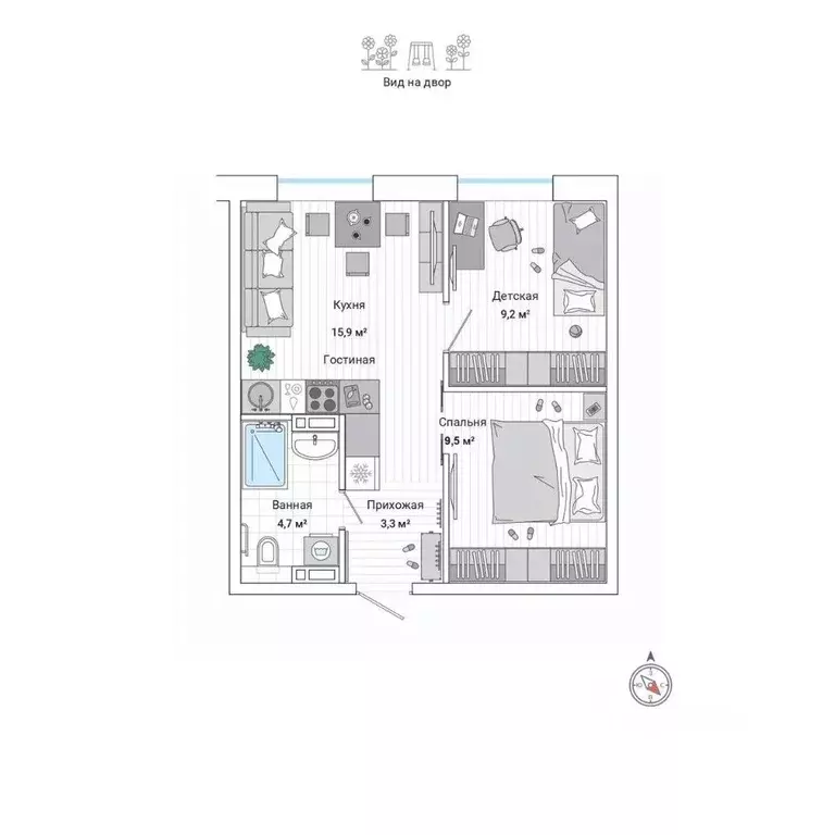 2-к кв. Приморский край, Владивосток ул. Нейбута (42.9 м) - Фото 1