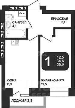 1-к кв. Новосибирская область, Новосибирск ул. Гаранина, 33/7 (35.9 м) - Фото 1