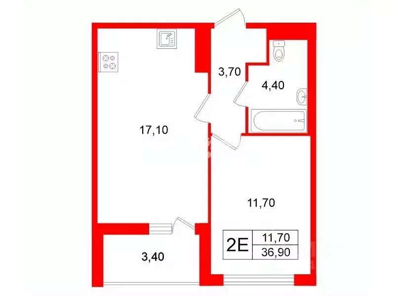 1-к кв. Санкт-Петербург Уральская ул., 23 (36.9 м) - Фото 2