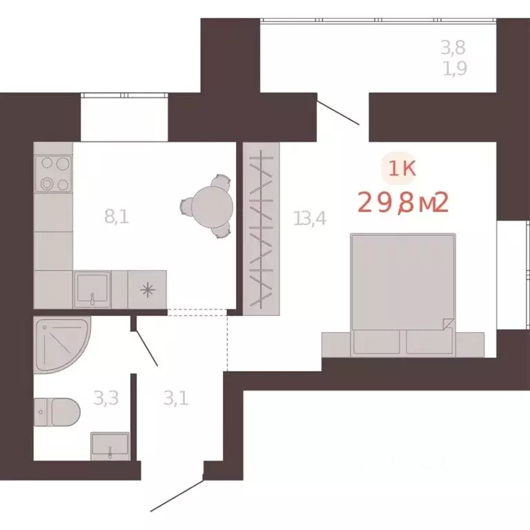 1-к кв. Алтайский край, Новоалтайск ул. Южсиба, 52А (29.8 м) - Фото 1