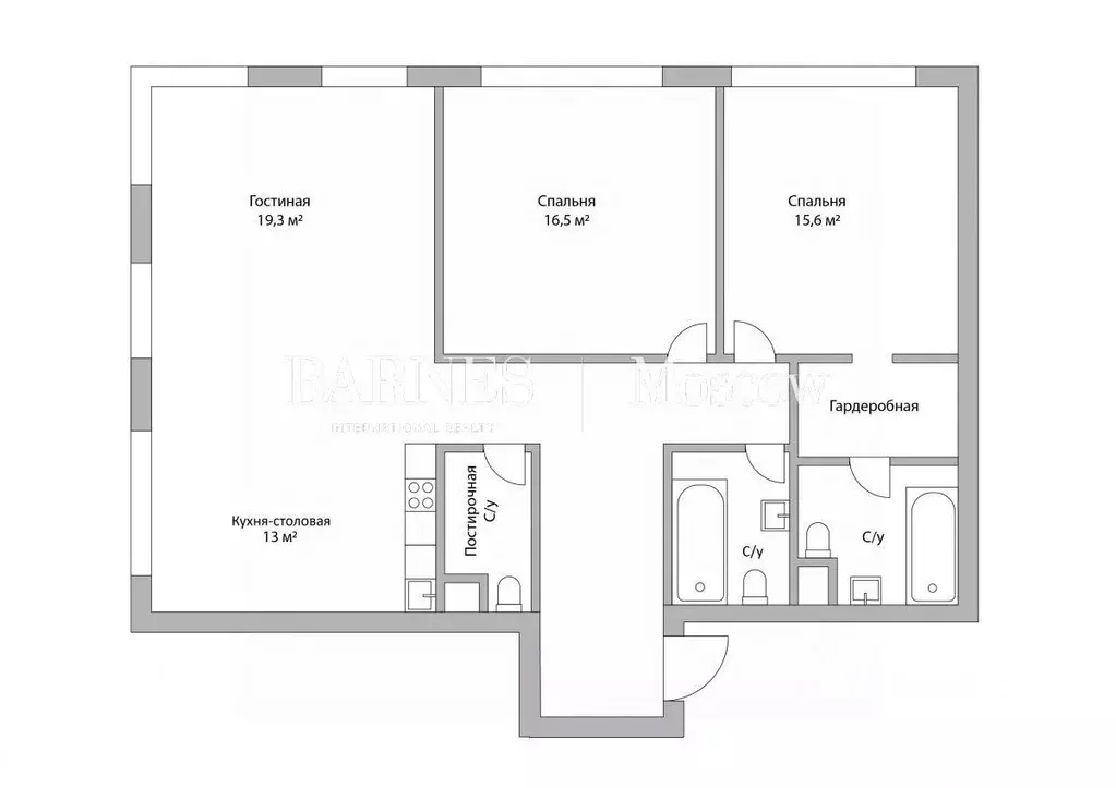 3-к кв. Москва просп. Генерала Дорохова, 39к1А (92.2 м) - Фото 2