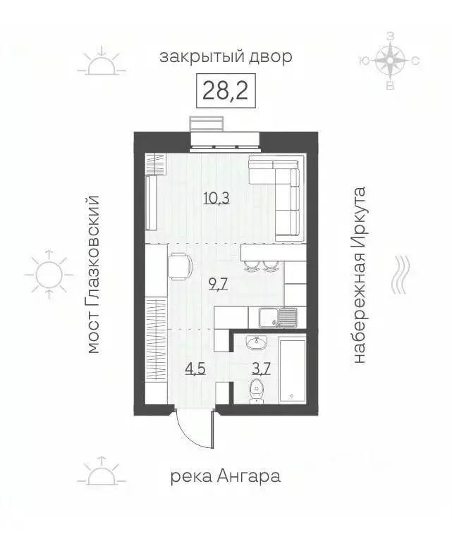 1-к кв. Иркутская область, Иркутск Затон кв-л, Затон жилой комплекс ... - Фото 1