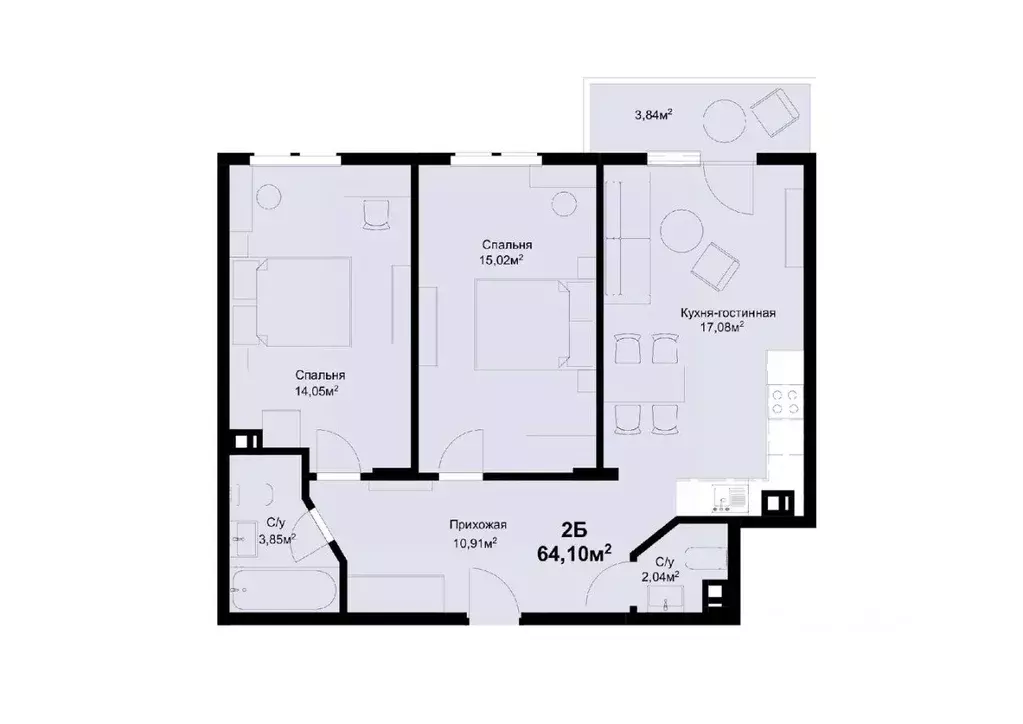 2-к кв. Самарская область, Тольятти ул. Маршала Жукова, 60 (64.01 м) - Фото 1